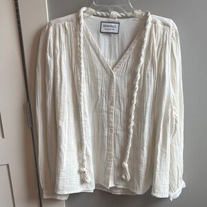 Berenice The Coolest Girl off white gauzy cotton blouse w/ rope detail NWT $190